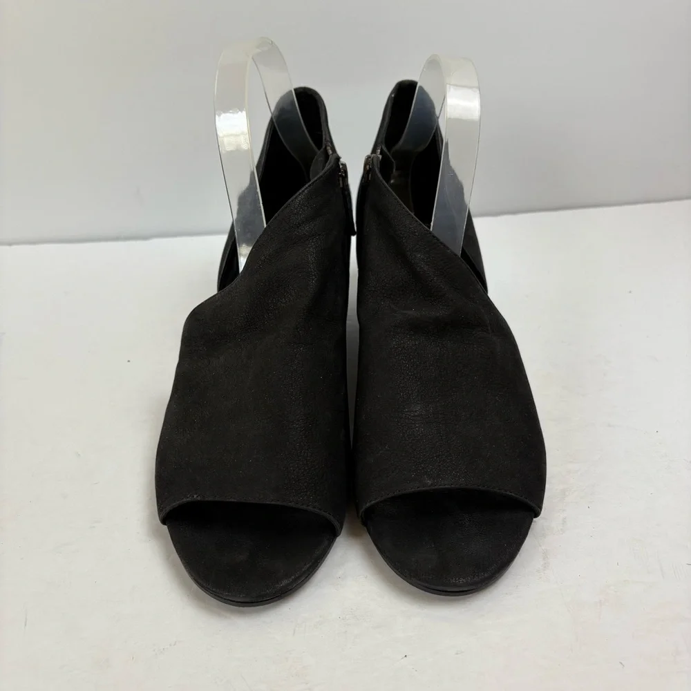 Eileen Fisher Black Nubuck Fig Open Toe Booties Wedge Women’s size 11